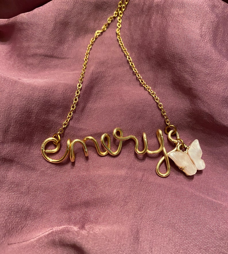 valentines day Easter birthday Custom Name Necklace with charm Gifts for her Easter basket butterflyheartor star Mothers day