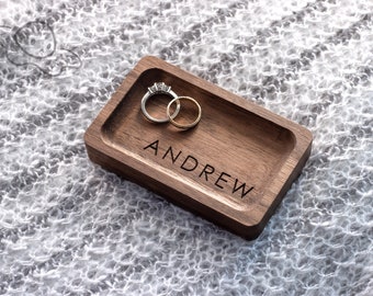 Rectangle Wood Tray/Engraved Key Ring Dish/Bedside Catchall Tray/Husband Birthday Gift/5th Anniversary Gift/Father of the Bride Groom Gift