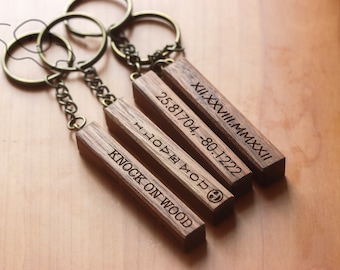 Wood Bar Key Chain, Custom Engraved Keychain for New Home, Gift for Mom Dad Grandpa Husband, Christmas Gift, 5th Anniversary Gift