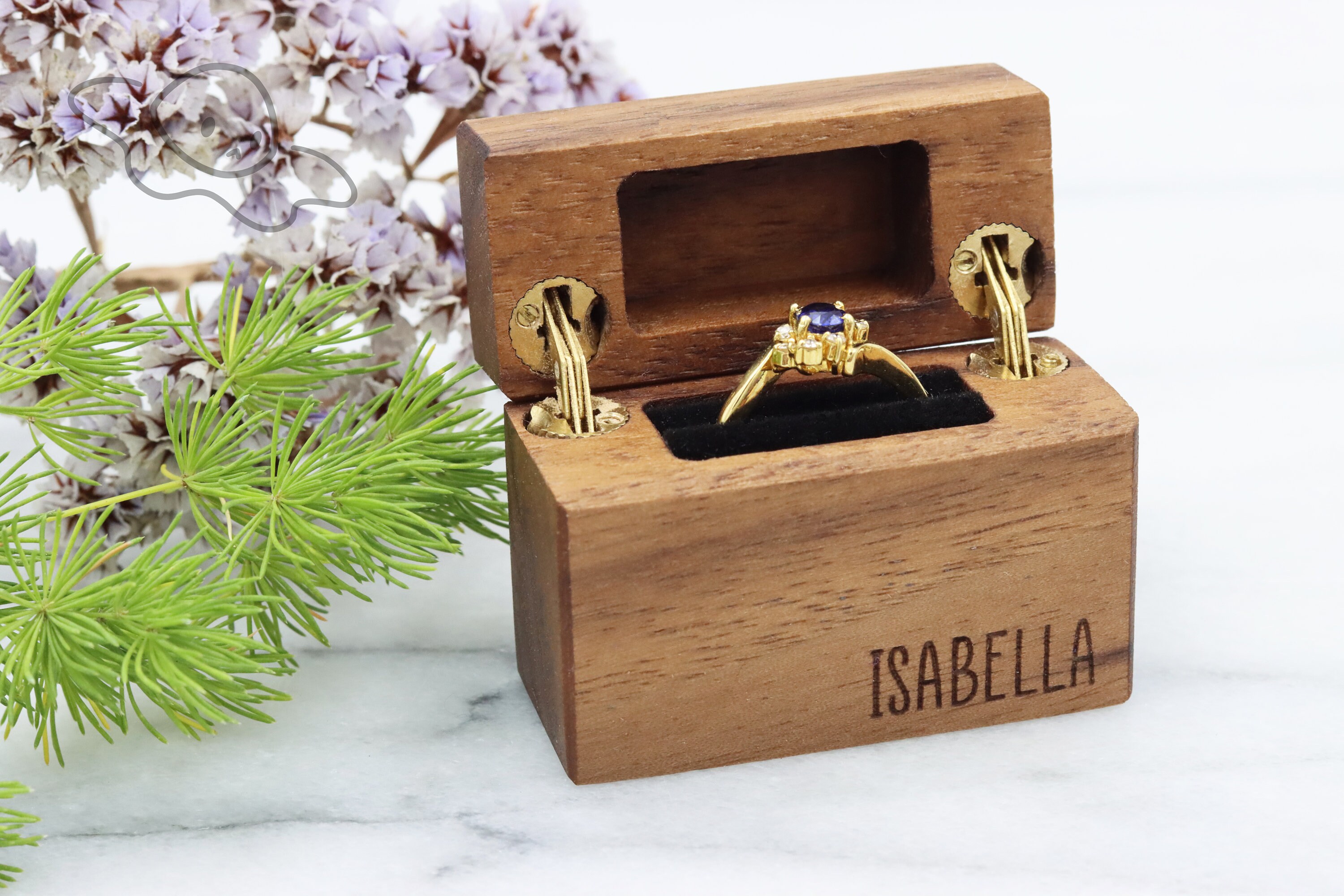 Personalized Slim Engagement Ring Box Wedding Ring Box Etsy