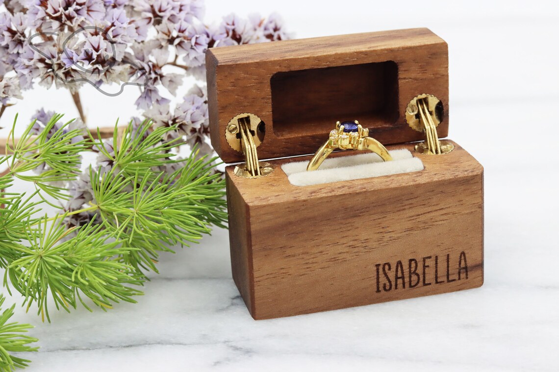 Personalized Slim Engagement Ring Box Wedding Ring Box Etsy