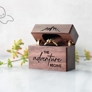 Personalized Slim Engagement Ring Box, Wedding Ring Box, Engraved Wood Ring Box, Single Ring Box, Custom Ring Holder, Ring Bearer Box