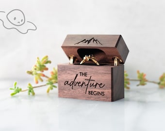 Engraved Walnut Ring Box, Single Ring Box, Custom Ring Holder, Pocket Ring Bearer Box, Personalized Wood Ring Box, Engagement RIng Box Gift
