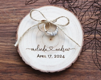 Rustic Ring Bearer Pillow, Rustic Country Wedding, Custom Wedding Ring Holder, Engraved Wooden Wedding Ring Holder, Barn Wedding, Engagement
