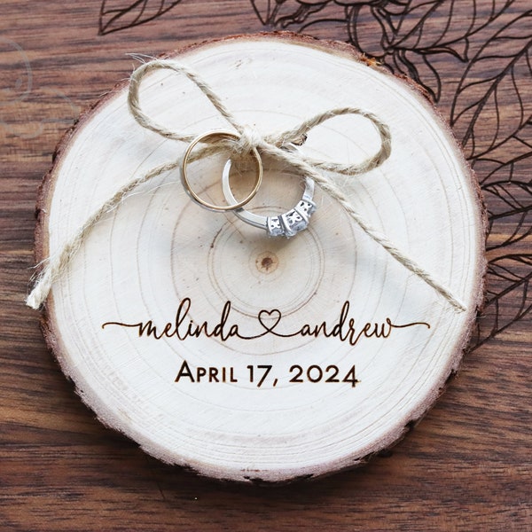 Rustic Ring Bearer Pillow, Rustic Country Wedding, Custom Wedding Ring Holder, Engraved Wooden Wedding Ring Holder, Barn Wedding, Engagement