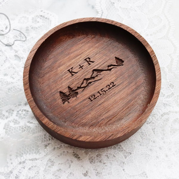 Personalized Mountain Forest Ring Dish/Ring Holder/Engagement Ring Dish/Custom Wedding Ring Dish/5th Anniversary Gift for Her/Mens Ring Dish