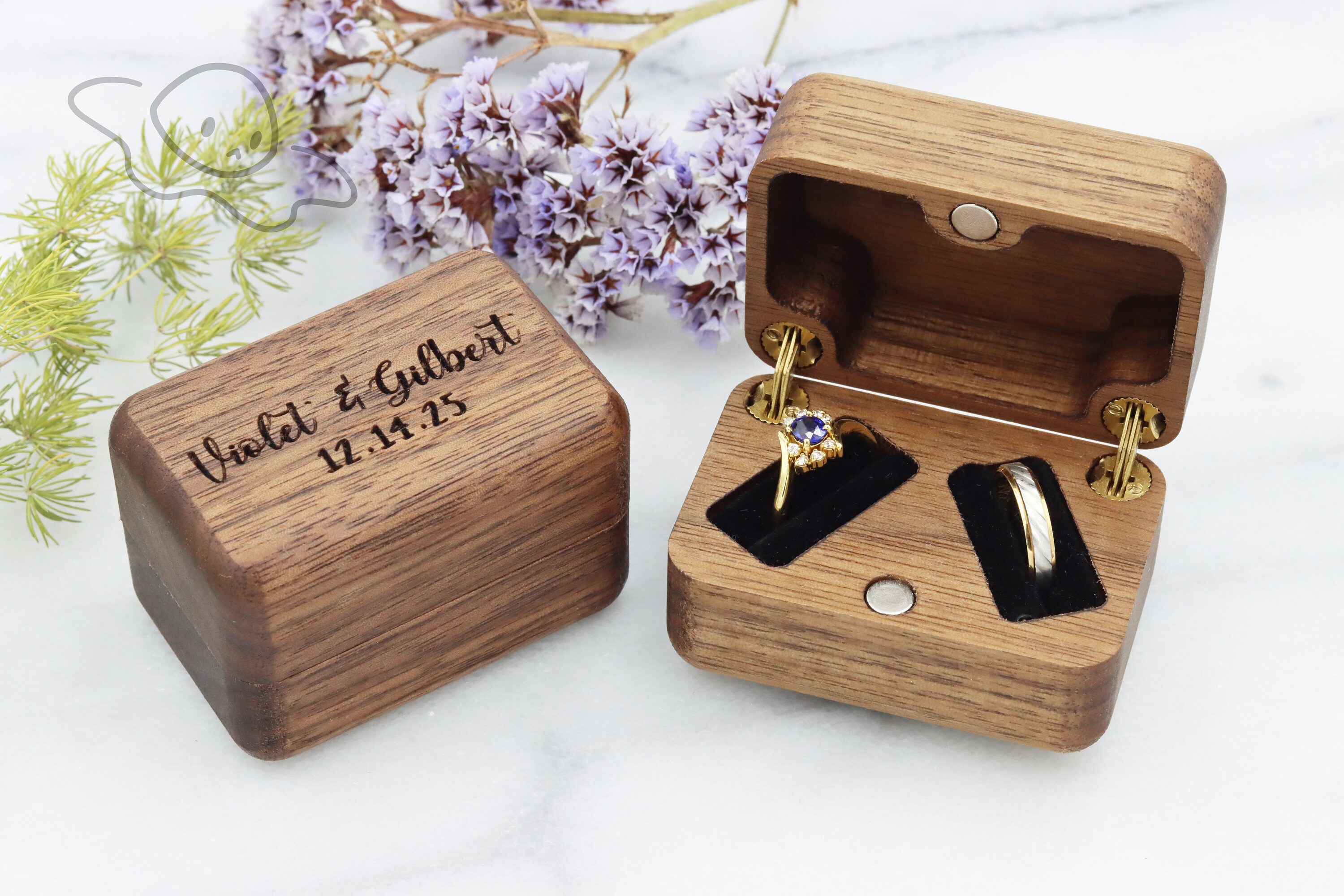 Custom Wedding Ring Box Personalized Double Ring Box for Etsy