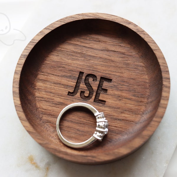 Personalized Monogram Ring Dish/Custom Jewelry Dish/Wedding Ring Dish/Wood Ring Holder/Mens Ring Dish/4th Anniversary Gift/Engagement Gift