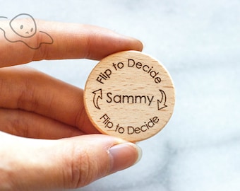 New Parents Decision Flip Coin, Custom Wooden Fun Coin, Decision Making Coin, New Baby Gift, Newborn Baby Shower Gift, Couples Flip Coin