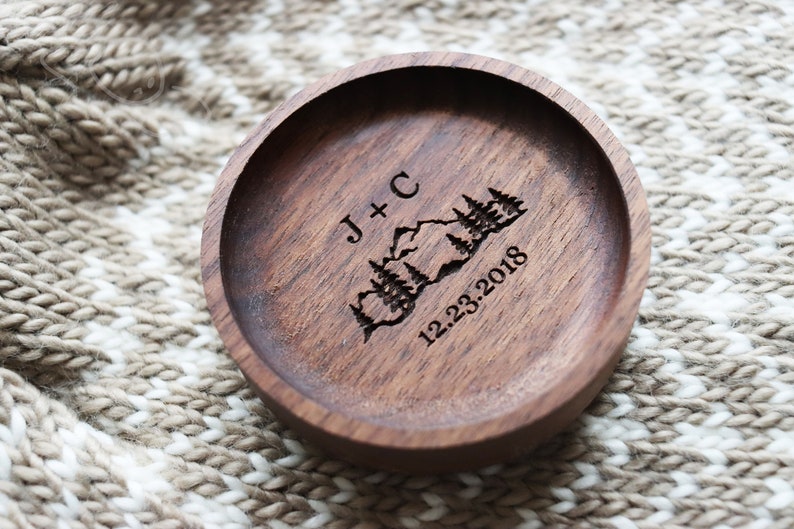 Personalized Mountain Forest Ring Dish/Ring Holder/Engagement Ring Dish/Custom Wedding Ring Dish/5th Anniversary Gift for Her/Mens Ring Dish