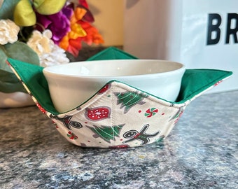 Christmas Gingerbread Cookie Bowl Cozy, Microwaveable Bowl Cozy, Hot Bowl Cozies, Soup or Chili Bowl Holder, Christmas Cookie Basket