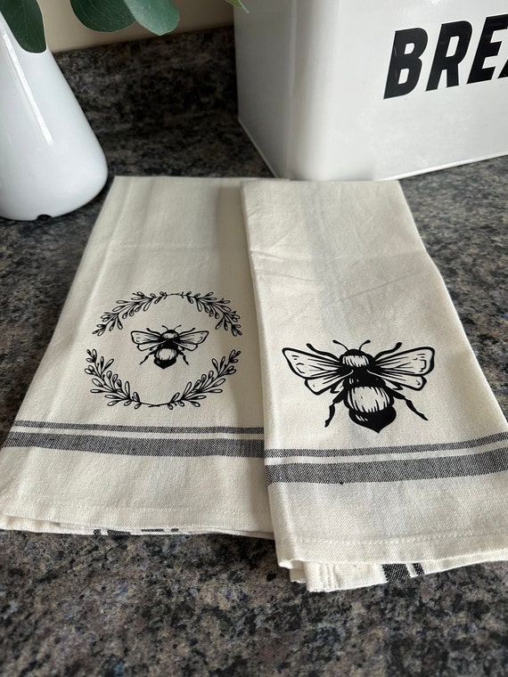 Set of 2 Bee Decorative Kitchen Towels, Bee Kitchen Decor, Farmhouse Bee  Decorative Kitchen Towels, Bee Cotton Tea Towels 