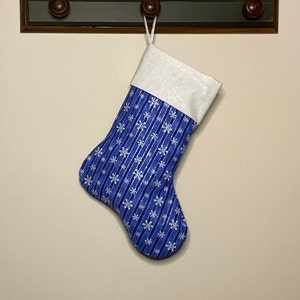 Christmas Stocking, Snowflake Christmas Stocking, Sparkle Christmas Decorations, Holiday Decorations, Blue Christmas Stocking, Christmas
