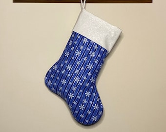 Christmas Stocking, Snowflake Christmas Stocking, Sparkle Christmas Decorations, Holiday Decorations, Blue Christmas Stocking, Christmas