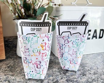 Cat Insulated Cup Cozies, Drink Cozy, Hot and Cold Drink Holder, Gift for Mom