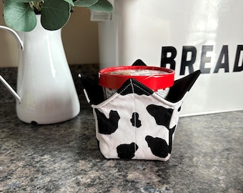 Cow Print Single Serving Pint Ice Cream Cozy, Ice Cream Cozies, Single Serving Ice Cream Container Holder, Drink Cozies