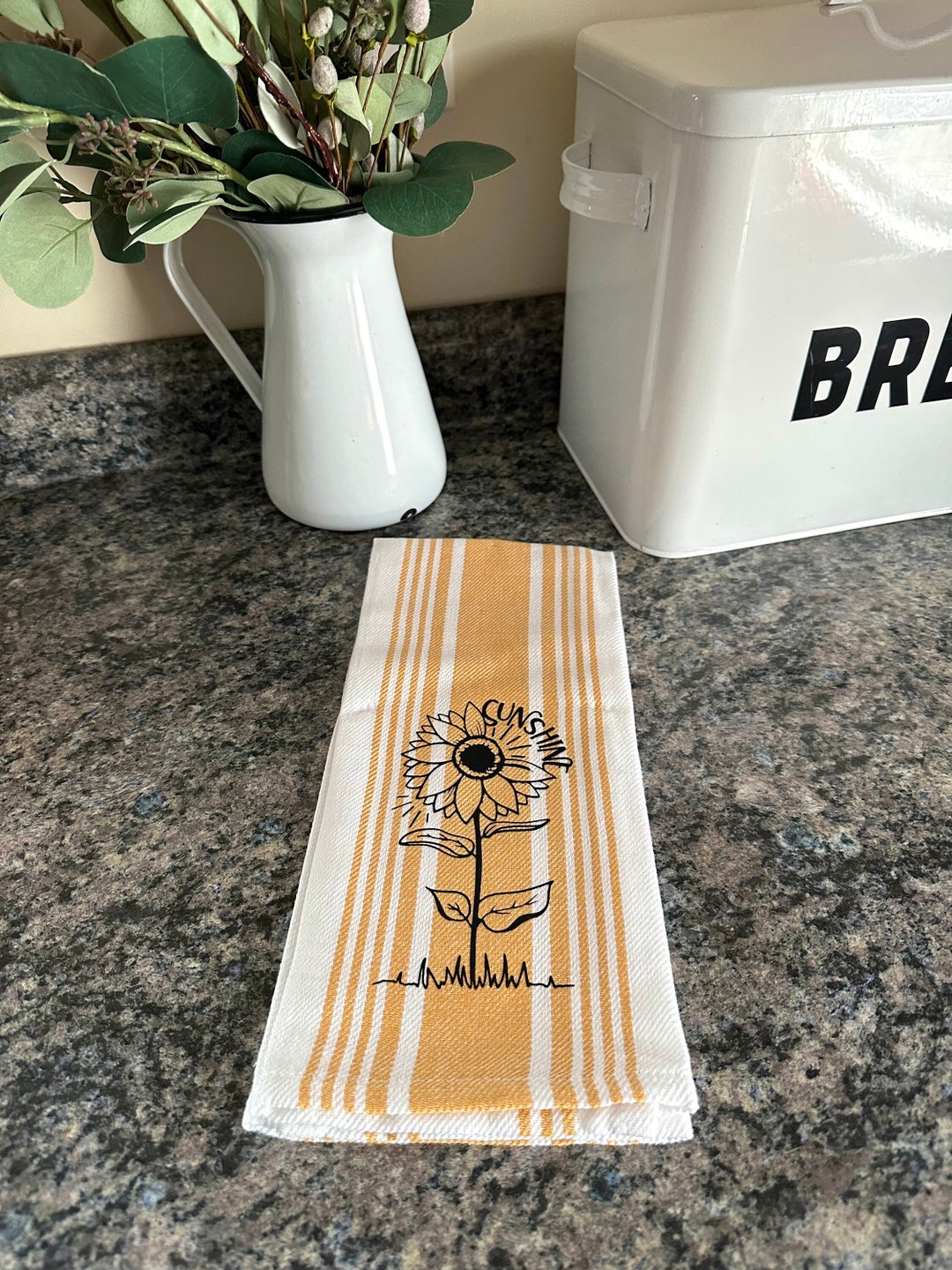 Sunflower Decorative Kitchen Towel, Sunflower Kitchen Decor, Cotton