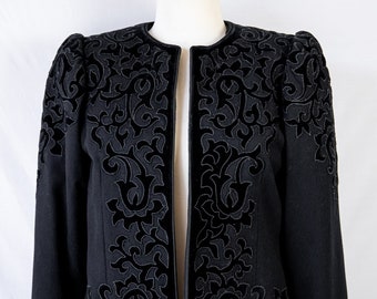 1970s - 1980s Oscar de la Renta royal black velvet jacket / small - medium