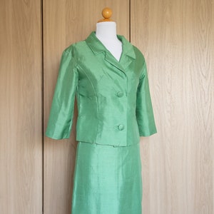 1950s/1960s Kelly Green Silk Skirt Suit // Matching Set