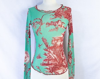 RARE Y2K Jean Paul Gaultier Soleil Mesh Long Sleeve Top