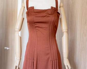 Mid 90s Early 2000s Plein Sud Bronze Drop Waist Dress
