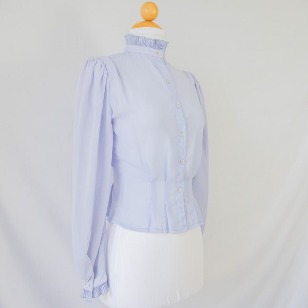 1960s Lavender Semi Sheer Victorian Style Blouse