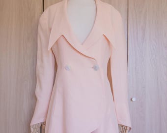 Late 80s Early 90s Blush Pink Karl Lagerfeld Linen Jacket