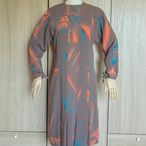 1970s Chloe by Karl Lagerfeld Abstract Print Dress