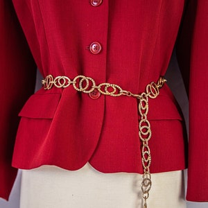 CHANEL Vintage Gold And Leather Belt