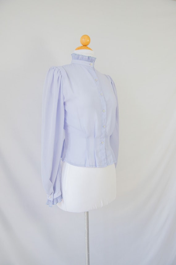 1960s Lavender Semi Sheer Victorian Style Blouse
