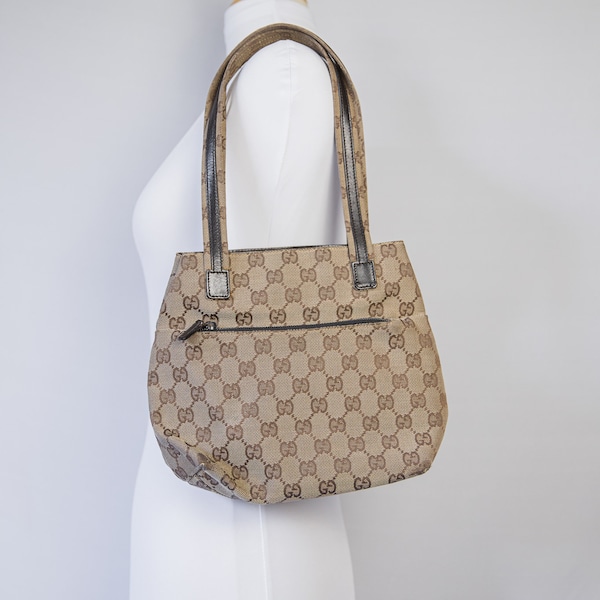 Gucci Monogram Canvas and Leather Small Logo Shoulder Handbag / Tote / Shopper / Top Handle