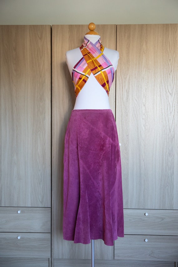 1990s Suede Mid Calf Length Skirt