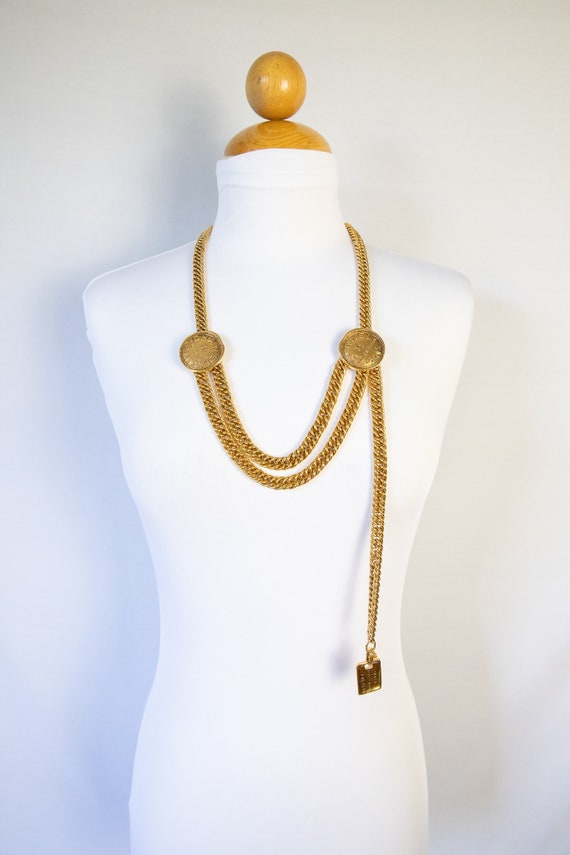 Chanel Vintage 31 Rue Cambon Graphic Medallion on Long Link Chain