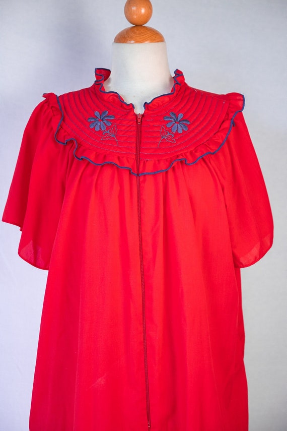 1960's Retro Red and Navy Sleeping Dress / small … - image 3