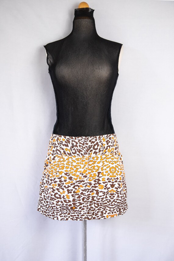 Y2K Roberto Cavalli cheetah print mini skirt / sm… - image 2