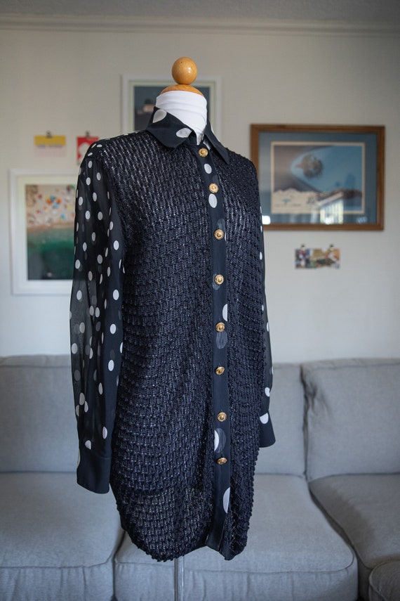 Vintage 90’s black polka dot cropped cardigan