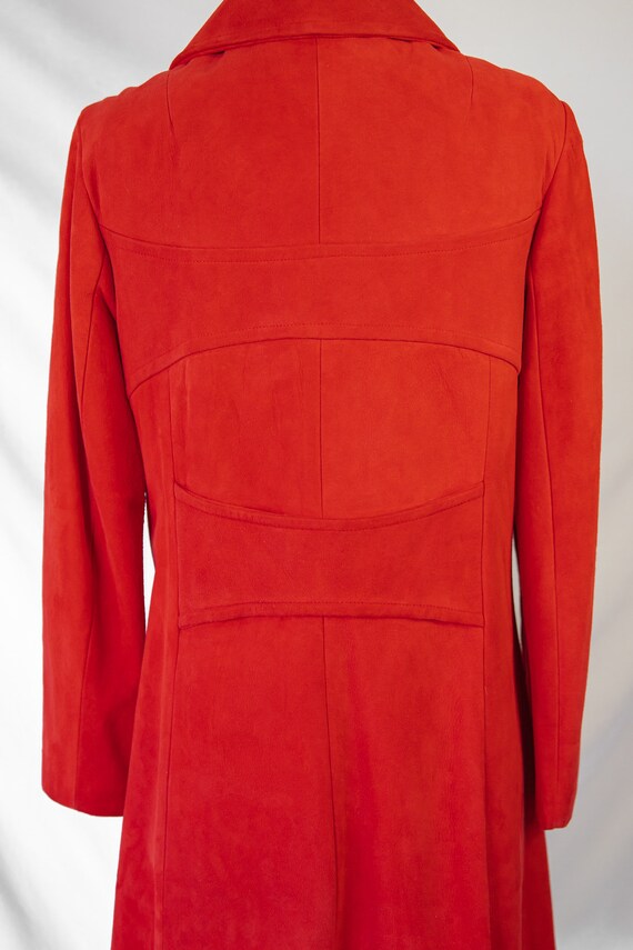 1960's Orange Red Biba Style Suede Coat / Small - image 9