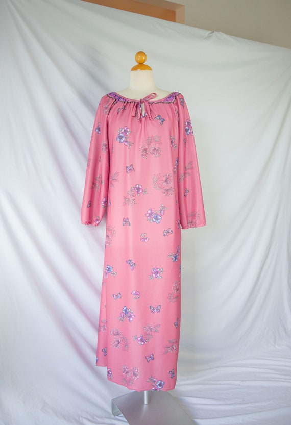 1960s / 1970s Rose Butterfly Print Tunic Dress - Gem