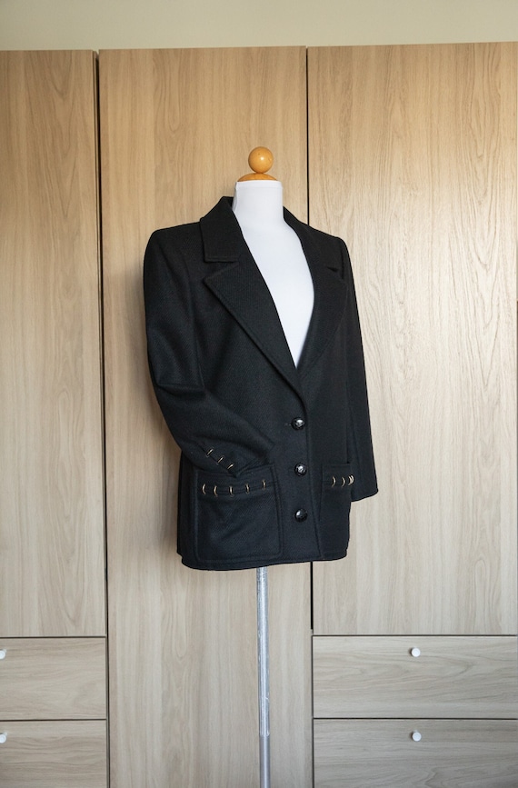 1990s Valentino Garavani Black Blazer with Gold Me