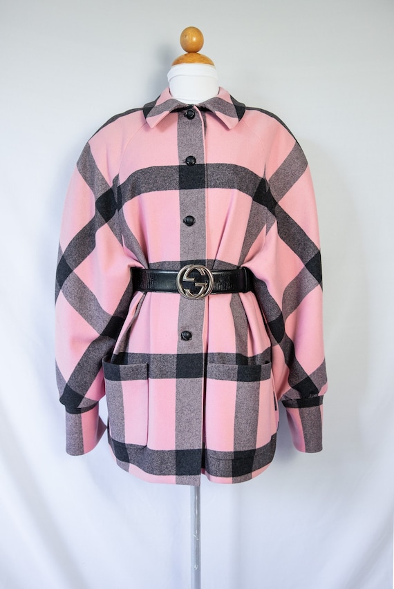 1990s Pink Black Window Pane Plaid David Hayes Woo