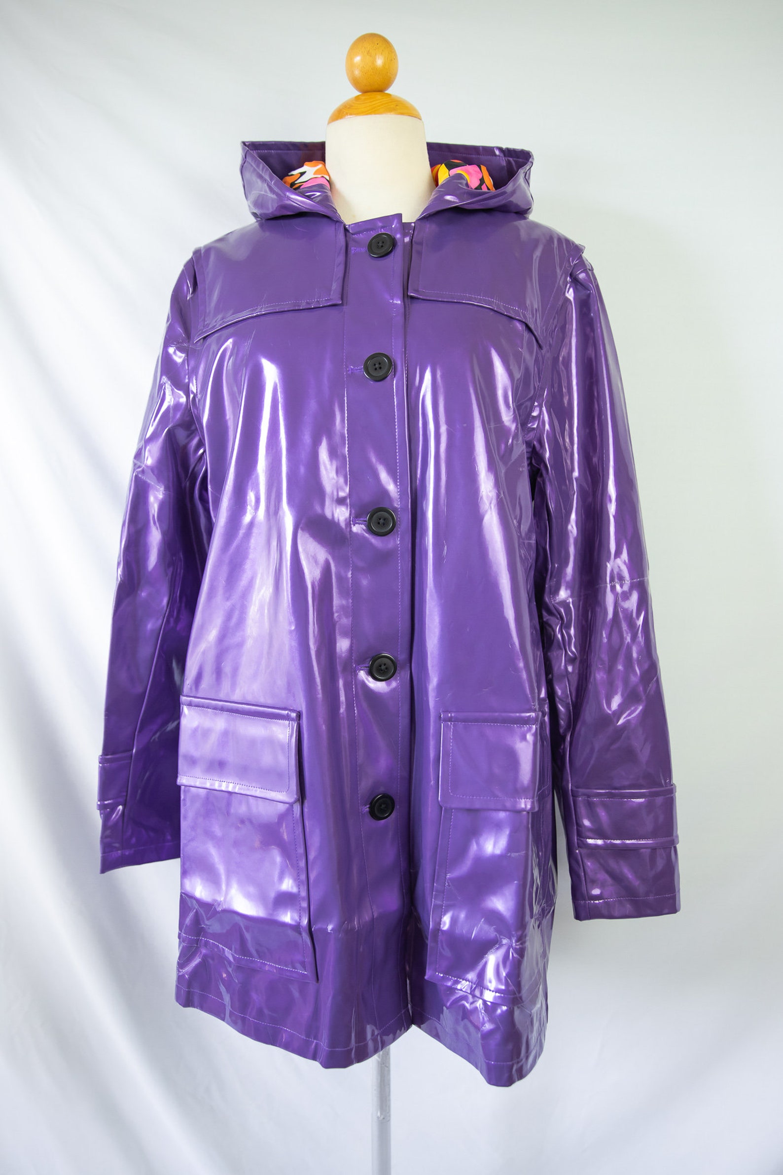 Vintage 80s/90s Bob Mackie Purple Raincoat W/ Retro Print Lining / NWT ...