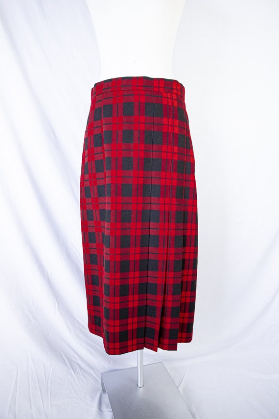 1980s Red & Black Plaid Bomber and Skirt Set / sm… - image 7