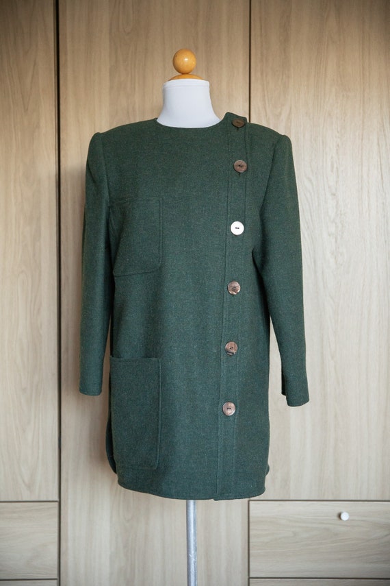 1980s Valentino Garavani Moss Green Asymmetrical B