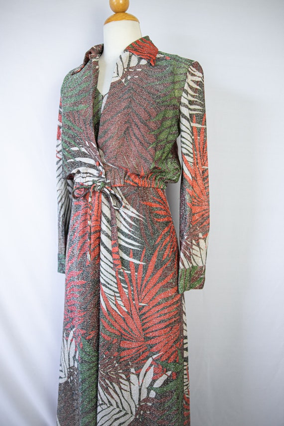 RARE 1970s Tropical Disco Sparkle Maxi & Jacket S… - image 6