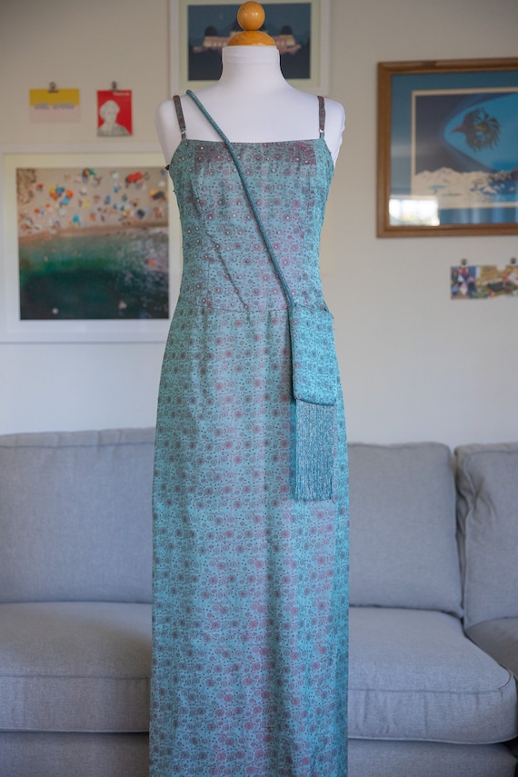 1990s Nicole Miller Dress With Matching Beaded Purse UNION MADE!