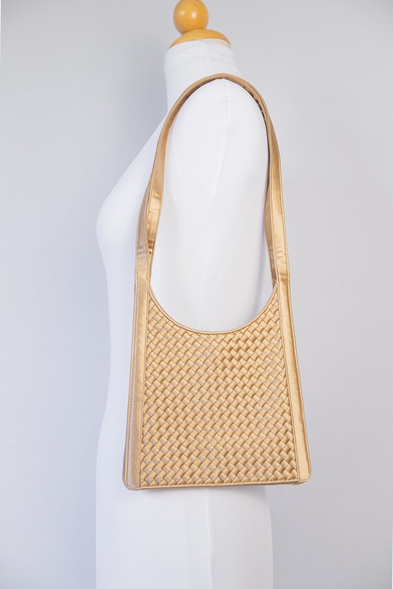 BOTTEGA VENETA ハンドバック　ゴールド　レア RARE Gold Vintage Bottega Veneta Satin Woven Intrecciato Handbag