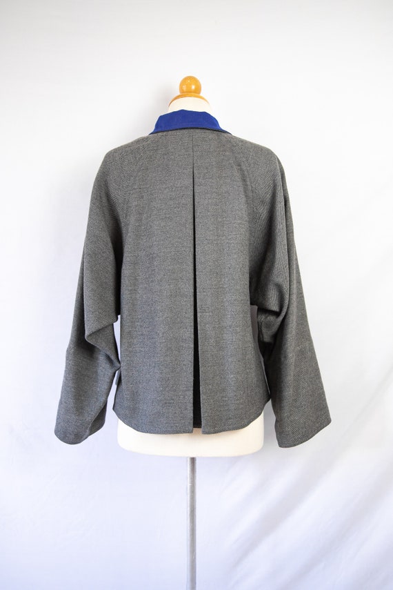 1980s Chloé grey & blue swing coat with asymmetri… - image 9