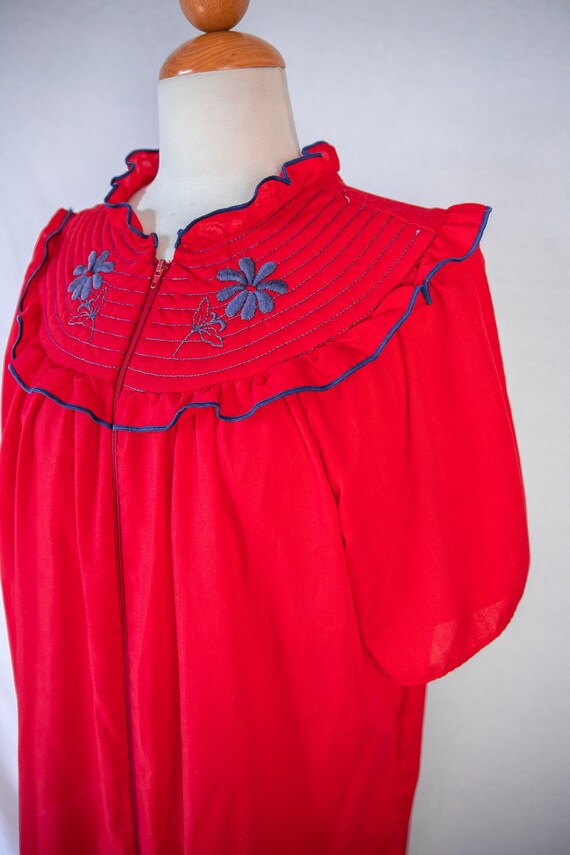 1960's Retro Red and Navy Sleeping Dress / small … - image 5