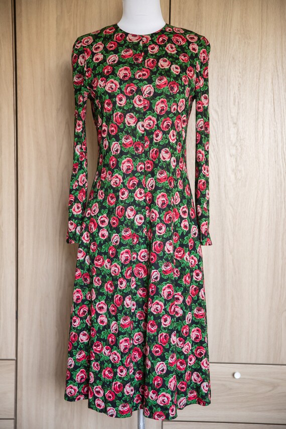 1970s Diane Von Furstenberg dark floral print dro… - image 3