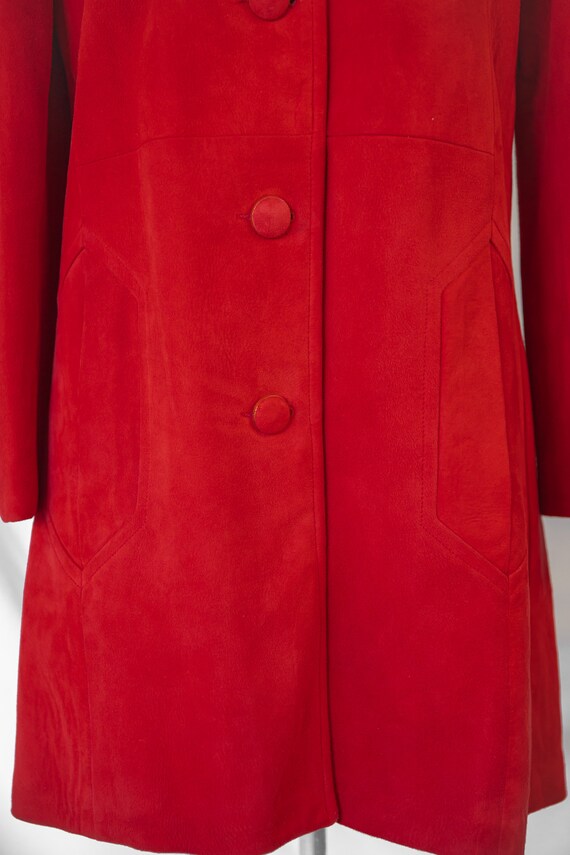 1960's Orange Red Biba Style Suede Coat / Small - image 8